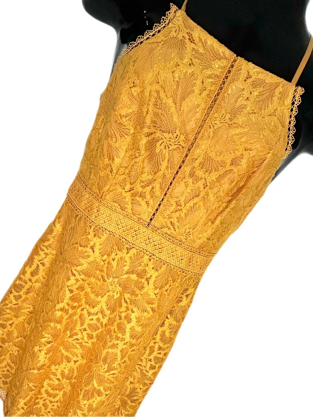 ANTONIO MELANI Yellow Lace Midi Dress *NWOT - Picture 9 of 16